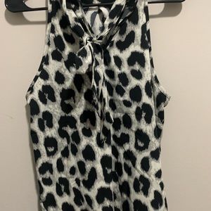 Mock neck leopard print top
